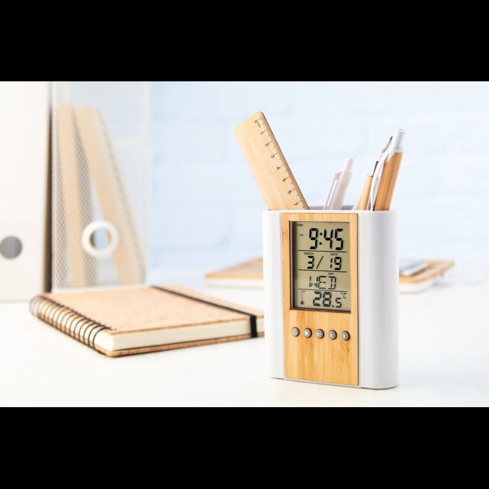 Corporate Eco-Friendly Bamboo Digital Desk Clock